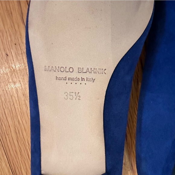 Manolo BLAHNIK MAYSALEPUMPFLAT Blue Suede Size 35 1/2 - Picture 13 of 17